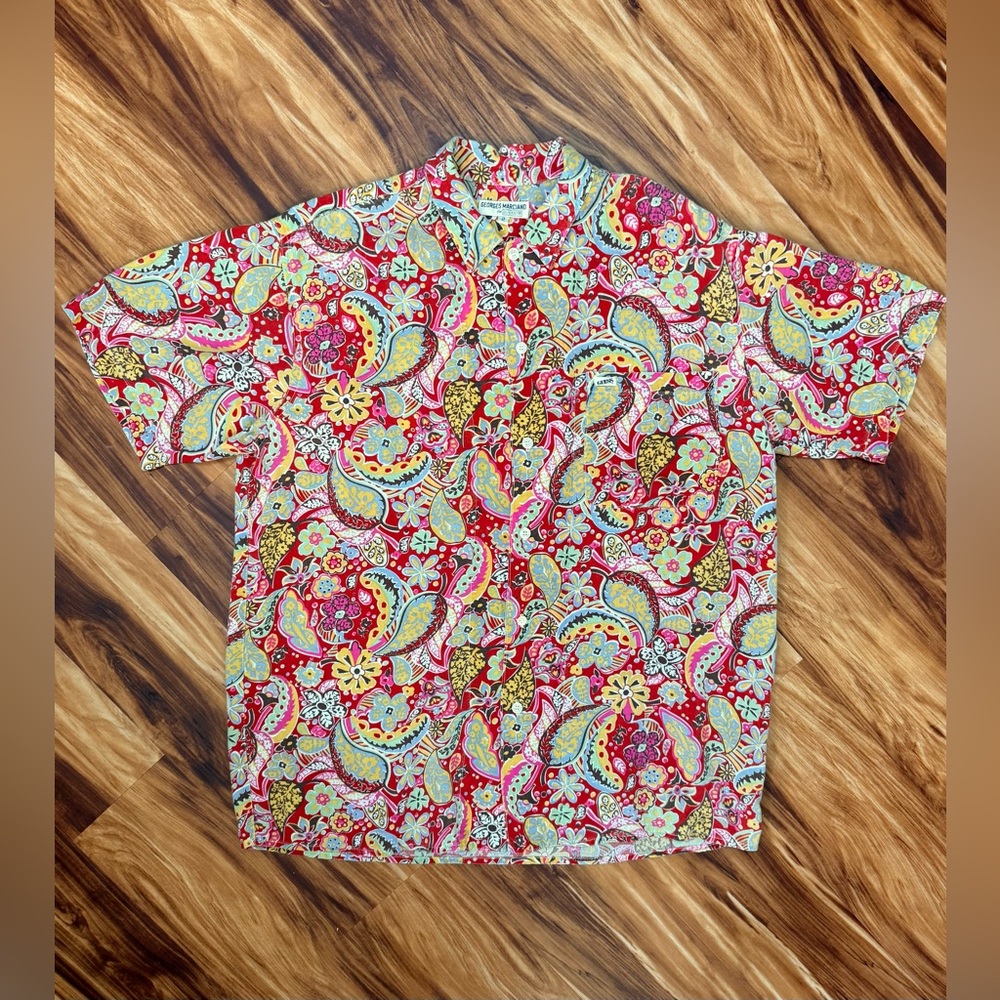 Vintage 80’s Guess Red Paisley Button-Down Shirt